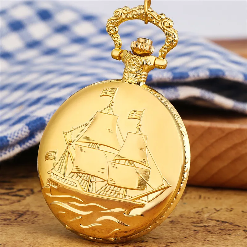 Luxury Watch With Arabic Numerals - Luxury Yellow Gold Sailing Canvas Boat