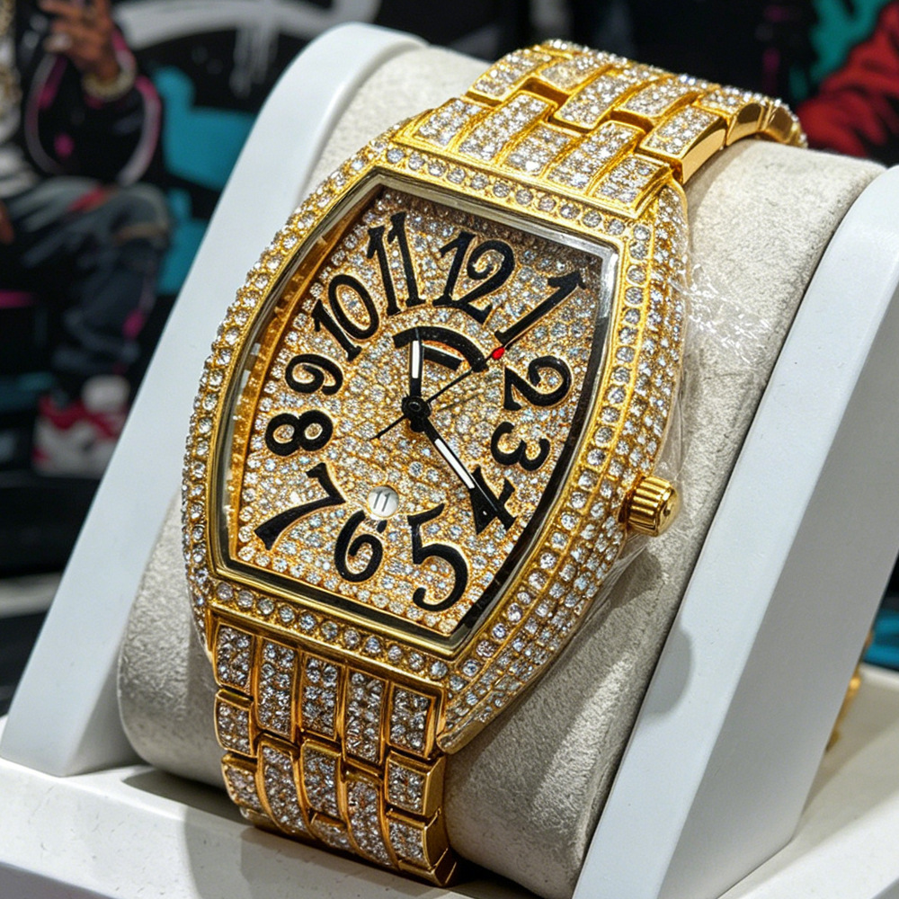 Luxury Watch Brands Logo - Tonneau NO Logo Full Diamond Hip