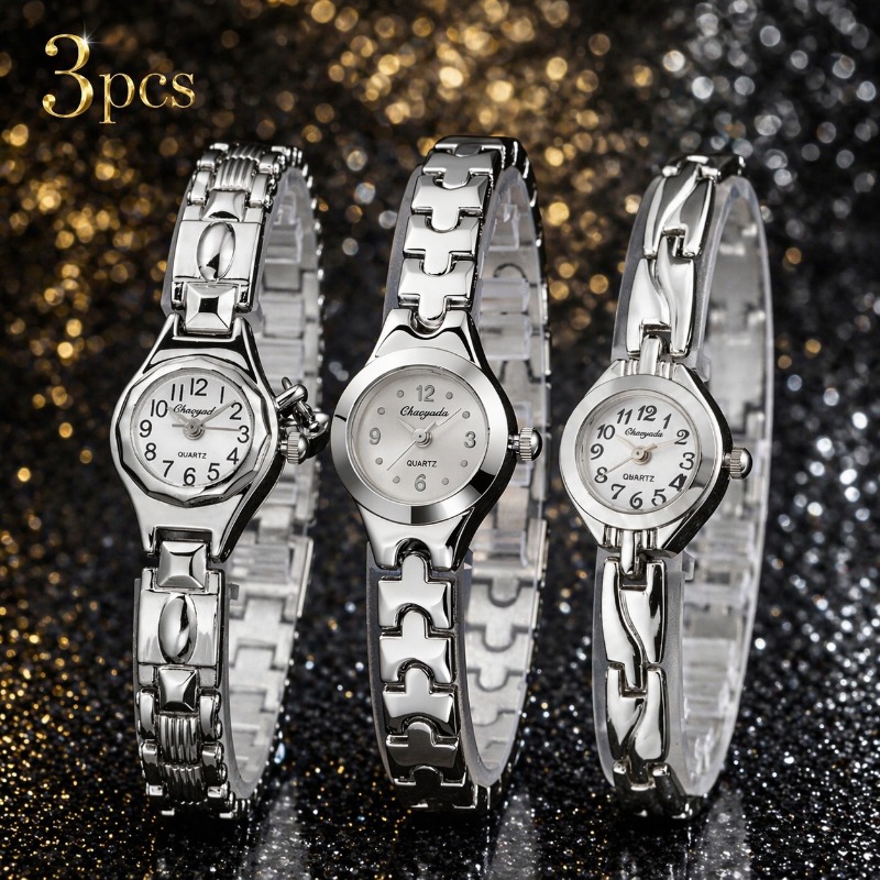 3 Pieces Fashion Women Watches - Luxury Watch With Arabic Numerals review and price