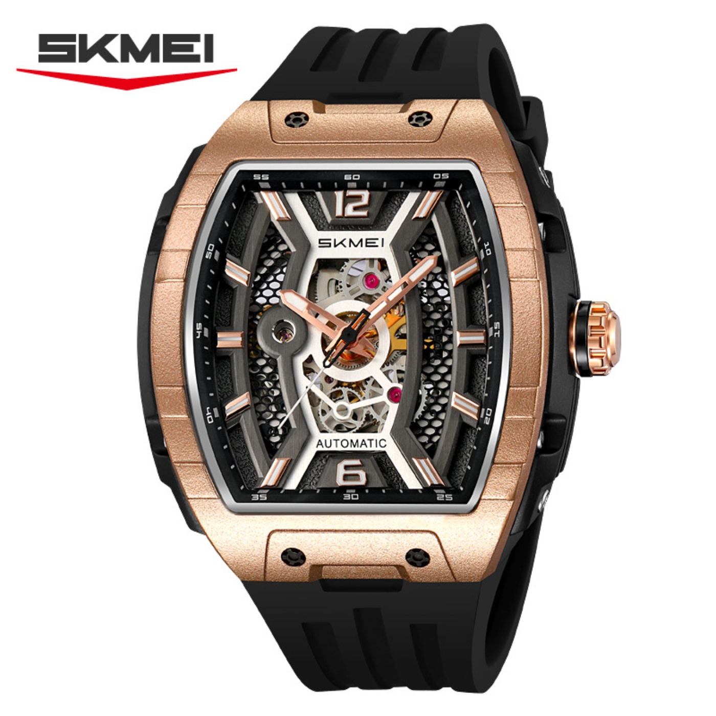 Rose Gold Tonneau Men's Automa - Luxury Watch Gold review and price
