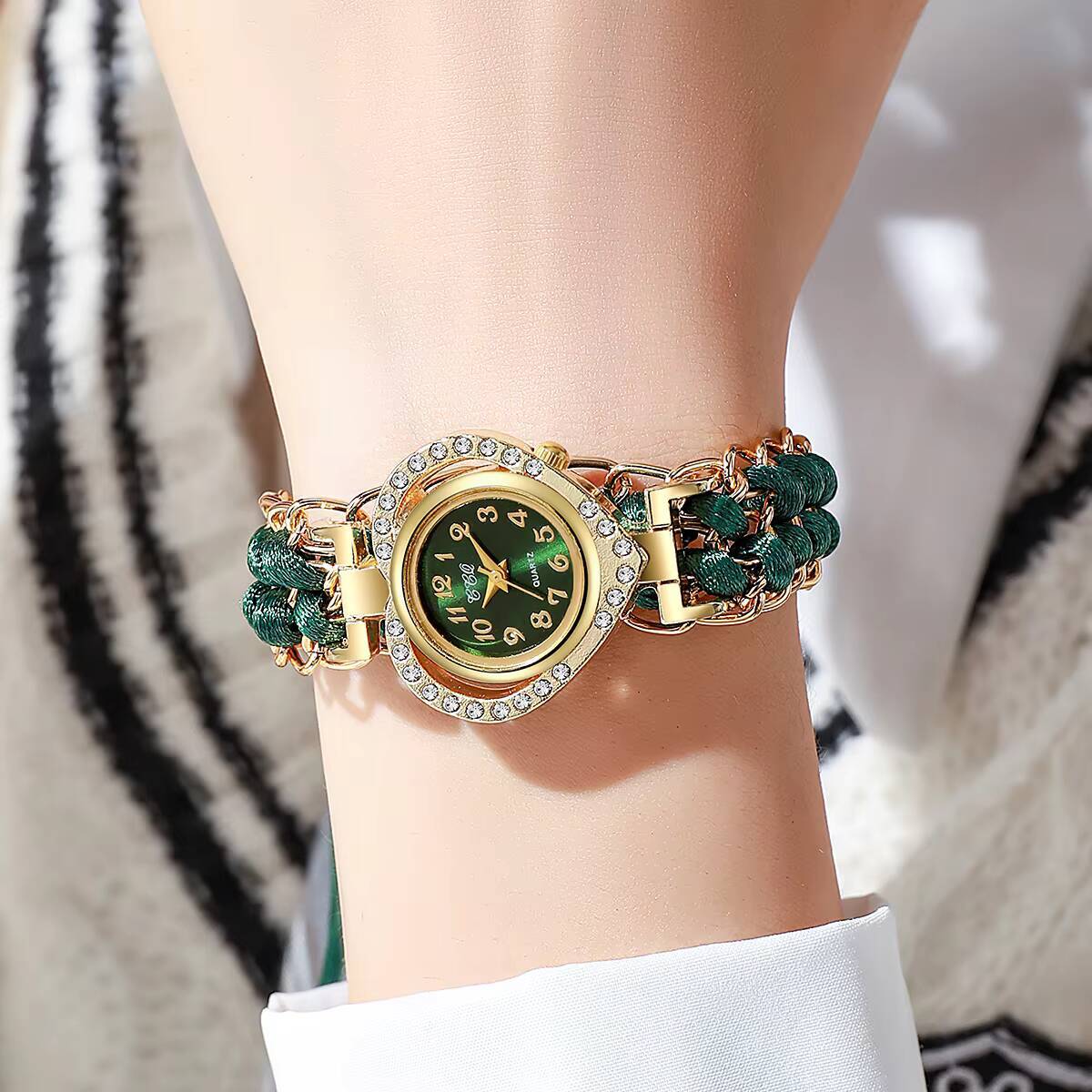 Fashion Rhinestone Heart Dial  - Open Heart Watch review and price