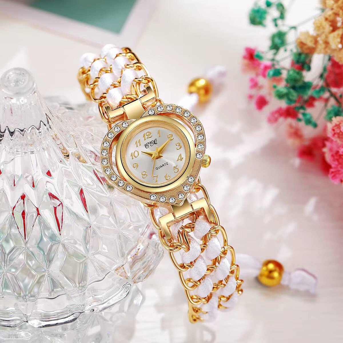 Fashion Rhinestone Heart Dial  - Open Heart Watch review and price