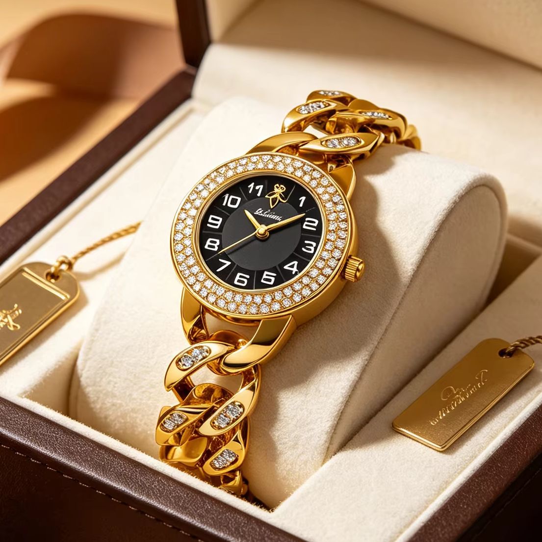 YaLaLuSi Gold Cuban Chain Wome - Luxury Watch With Arabic Numerals review and price