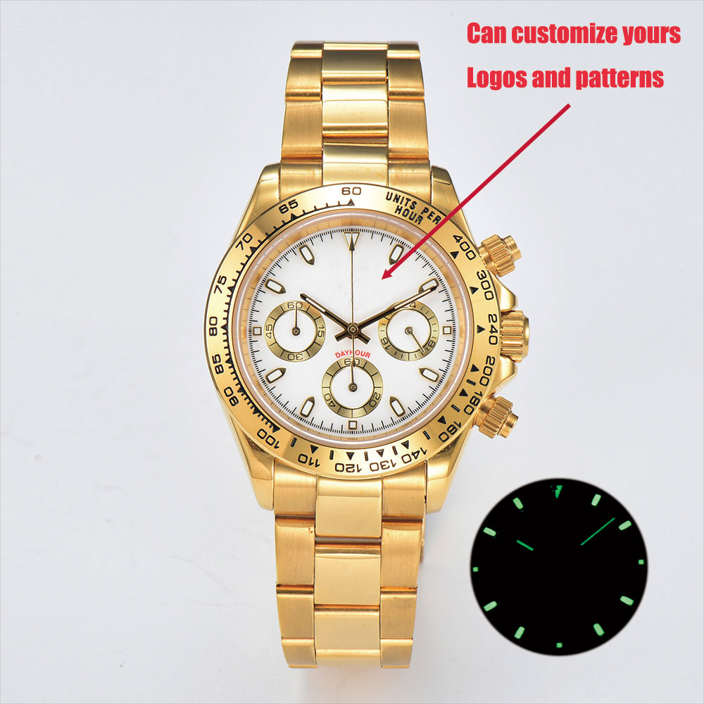 39mm Gold Men's Watch VK63 Mov - Luxury Watch Gold review and price