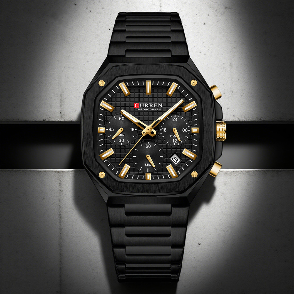 CURREN Luxury Square Chrono Wa - Luxury Watch Gold review and price