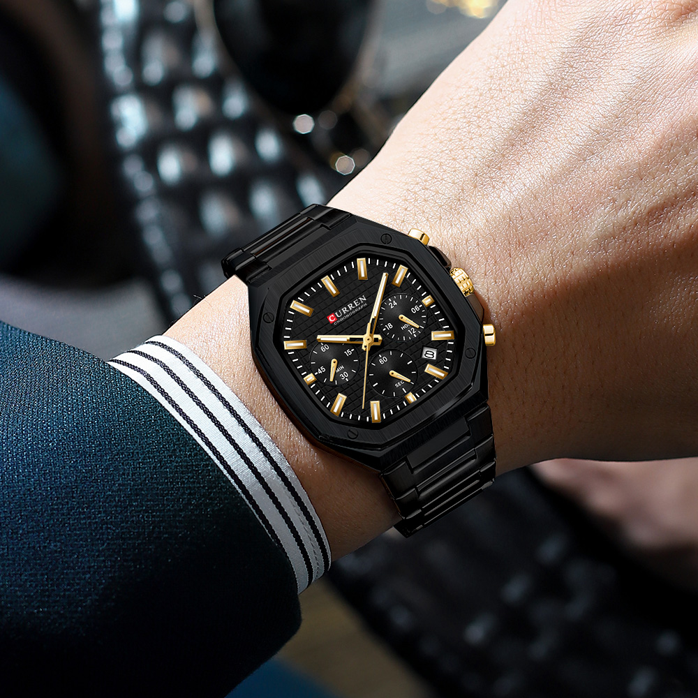 CURREN Luxury Square Chrono Wa - Luxury Watch Gold review and price