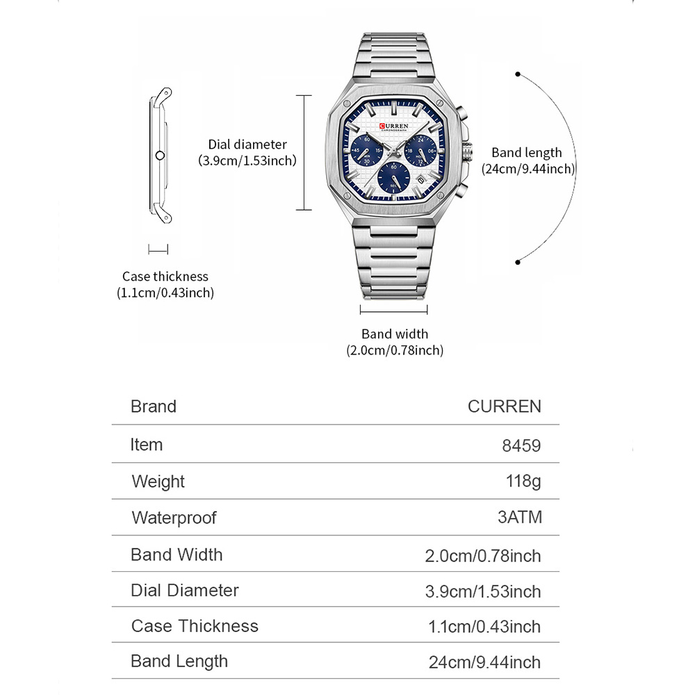 CURREN Luxury Square Chrono Wa - Luxury Watch Gold review and price
